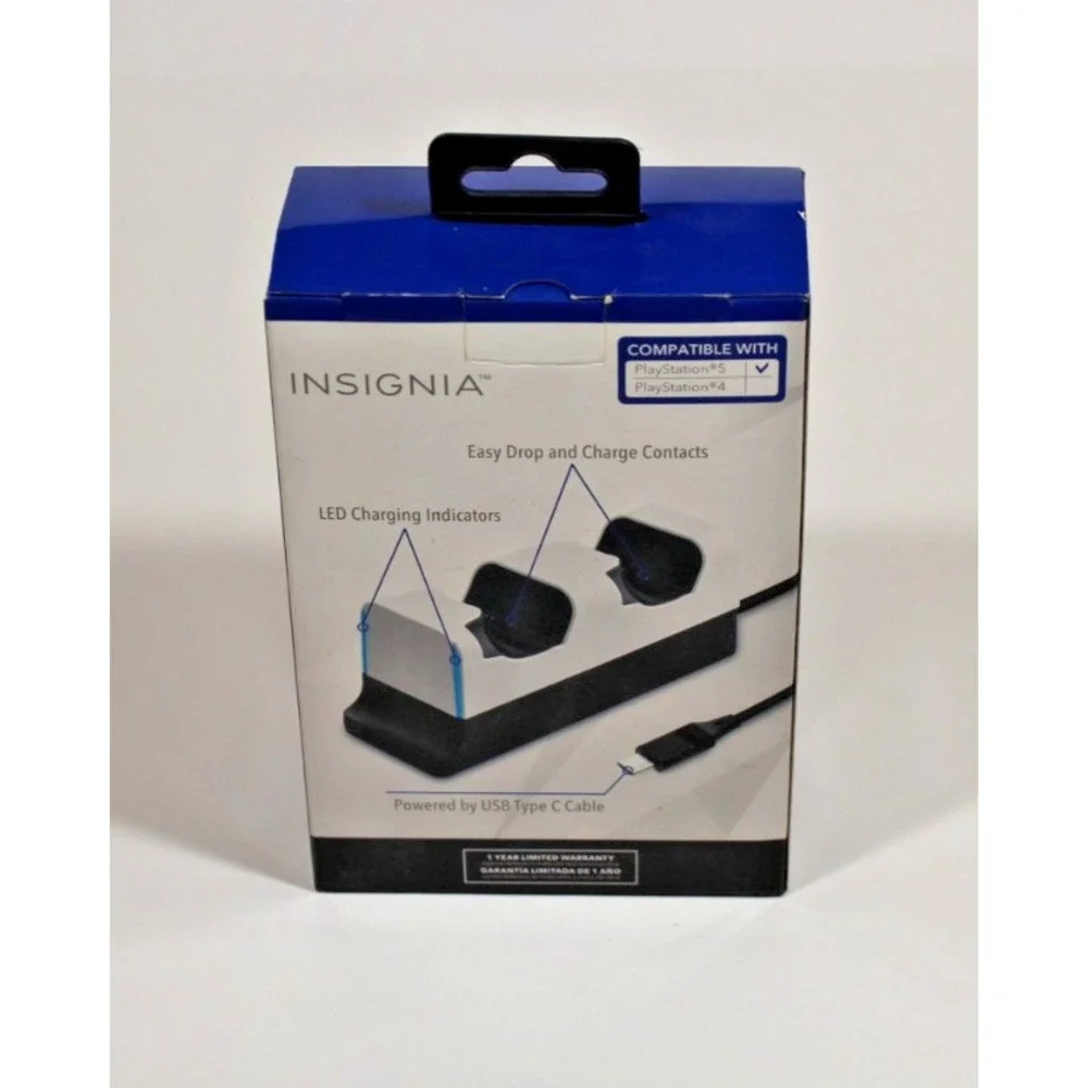 Insignia- Dual Controller Charging Station for PlayStation 5 - Black/White PS5